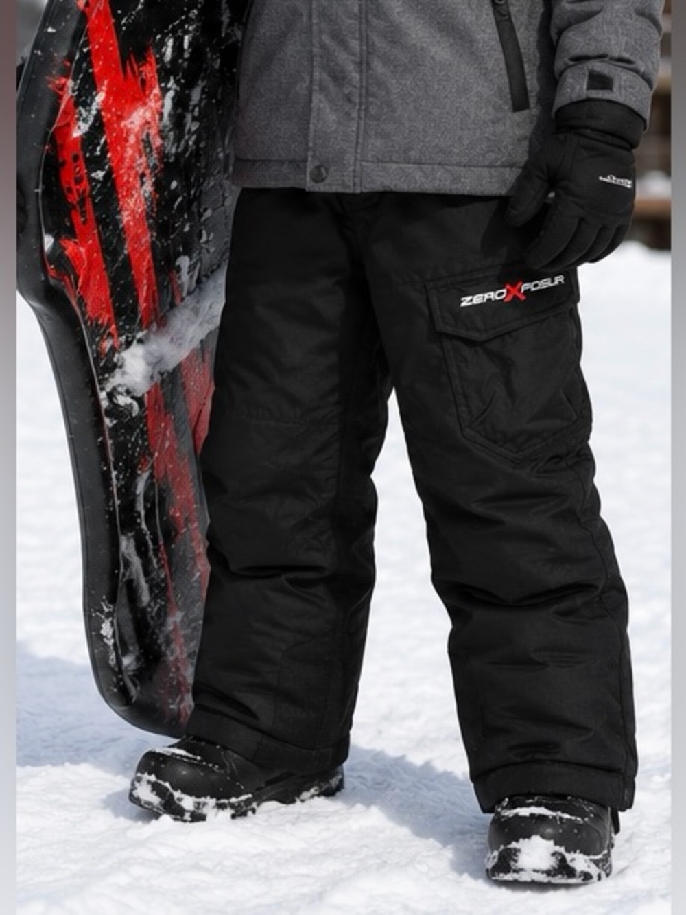 ZeroXposur Youth Snow Pants L 14/16 Black Insulated Waterproof Ski Cargo Outdoor